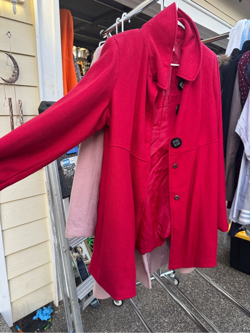 Liz Lange Vibrant Red Wool-Blend Pea Coat Maternity